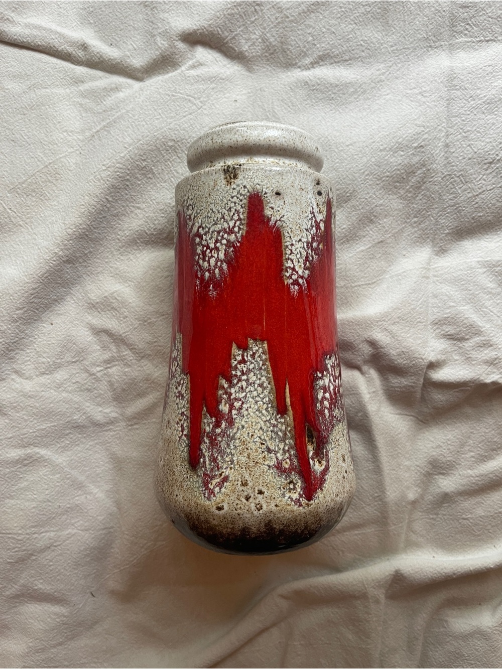 Vintage West German Fat Lava Red Drip Ceramic Vase
